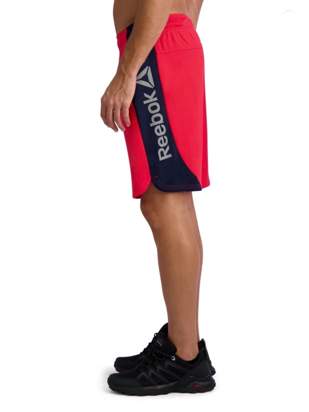 Reebok Red Athletic Training Shorts with Navy Side Panel